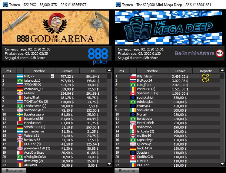 MJQ77 Argentina Billy_Slater 888poker Mega Deep