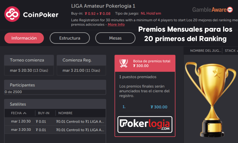 COINPOKER Liga Amateur Pokerlogia MARZO 2025