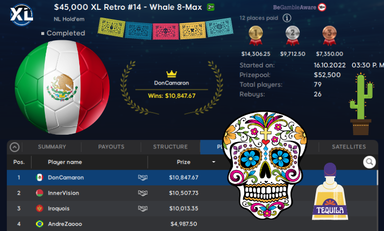 DonCamaron de México campeón del Evento #14 $45.000 XL RETRO Whale 8-Max DonCamaron mexico XL RETRO Series #14 Whale 8-Max