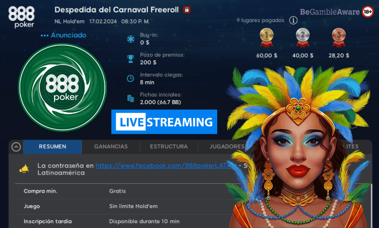 Freeroll en 888Poker con Streaming Twitch