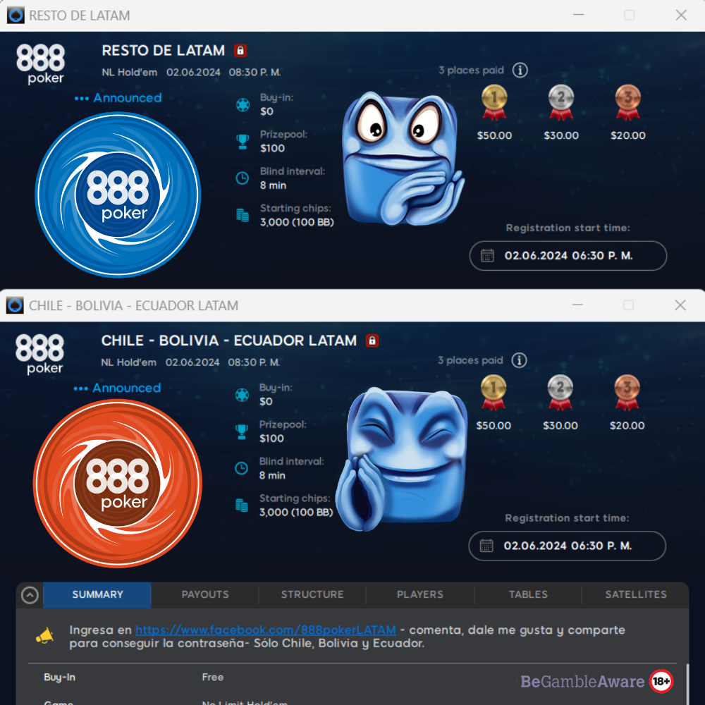 Freeroll gemelo latam 888poker