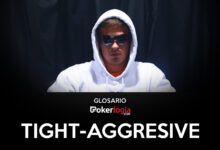 Jugador con lentes negros y la leyenda "tight-aggresive"