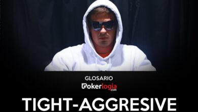 Jugador con lentes negros y la leyenda "tight-aggresive"