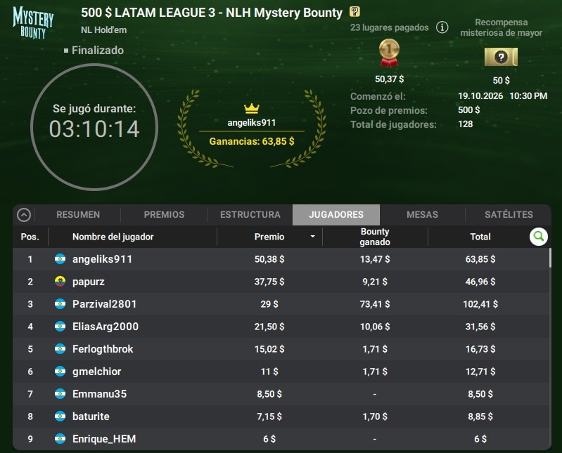 Latam League 3ra octubre 2026 888poker