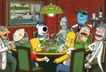 PERSONAJES DE DIBUJOS animados Jugando Poker