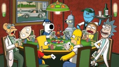 PERSONAJES DE DIBUJOS animados Jugando Poker