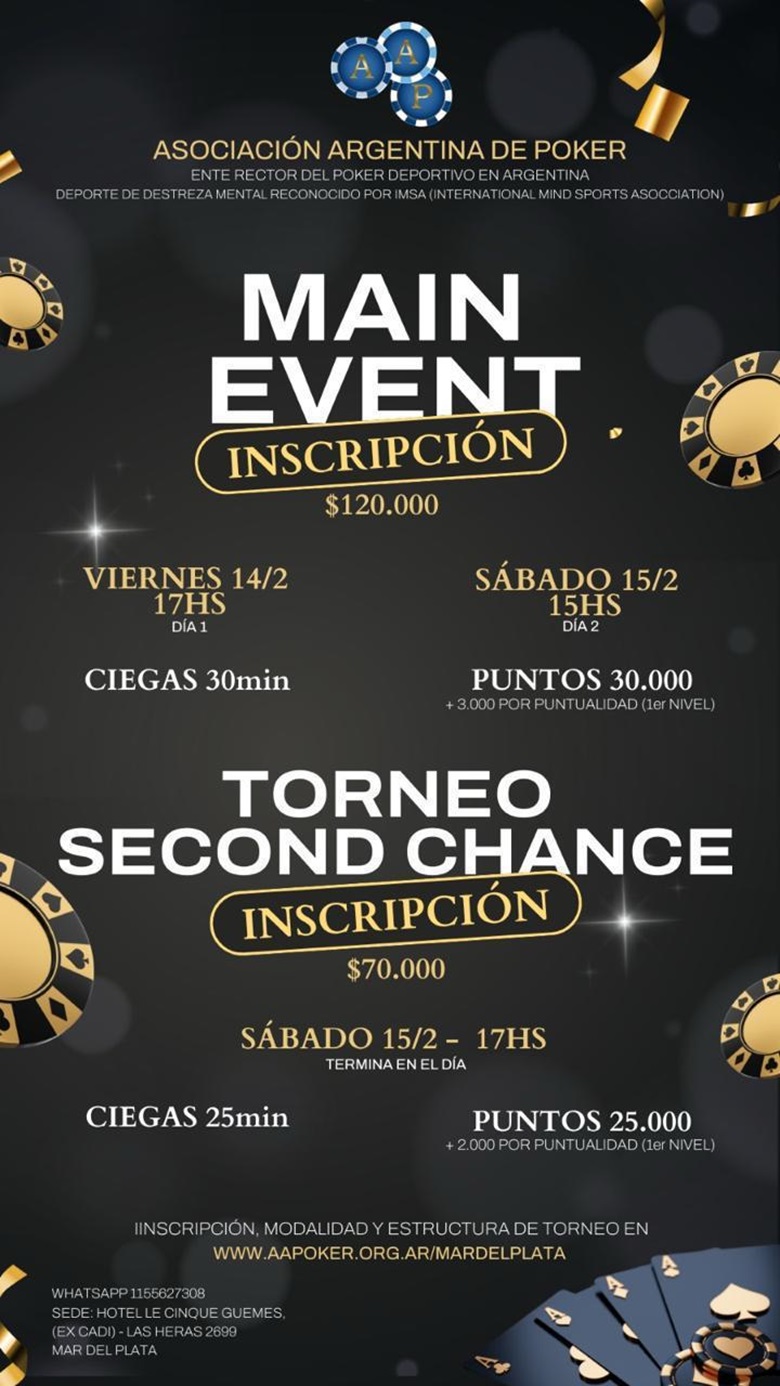 Poker Deportivo Tour Argentina 2025 Main y Second chance