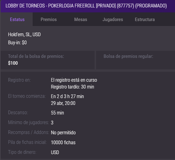 Pokerlogia.com Freeroll $100 JackPoker 1