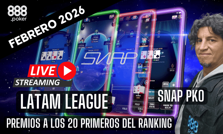 SNAP PKO latam league 888poker febrero 2026 freeroll