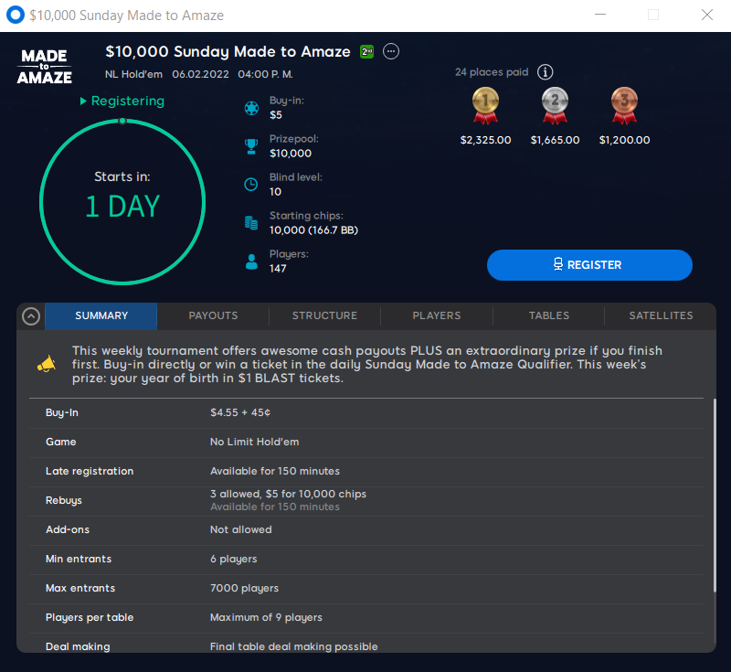 Sunday Made to Amaze Qualifier 888poker