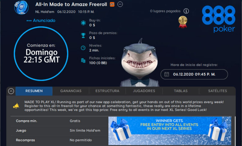 freeroll 888poker latam peru chile mexico