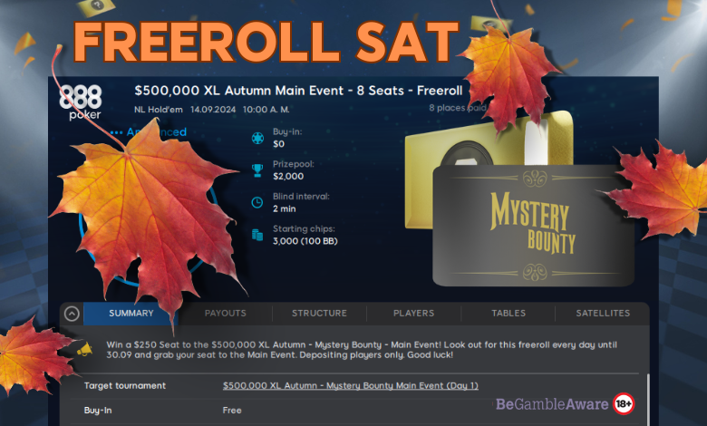 freeroll satelite Main Event Autumn 2024