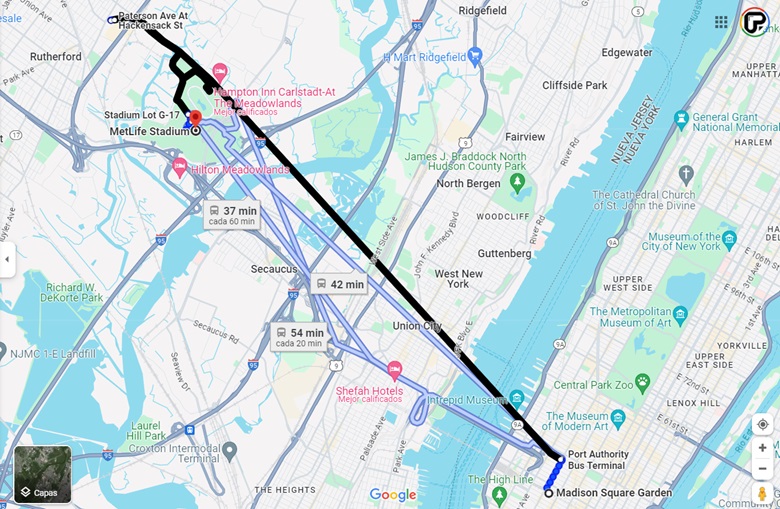 mapa metlife a madison square garden