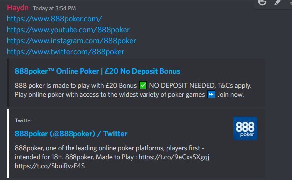 redes sociales 888poker discord promo