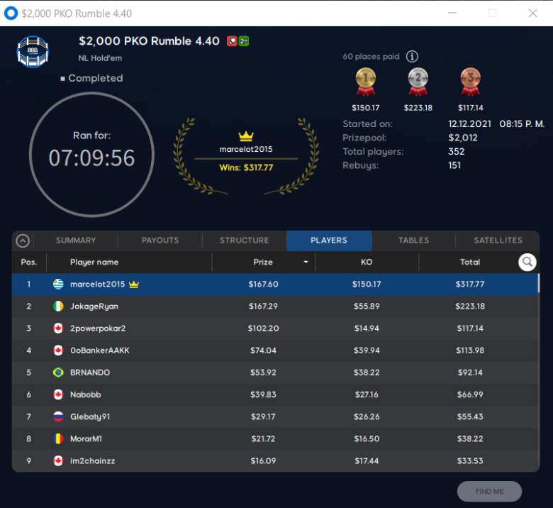 uruguay 888poker rumble PKO marcelot2015